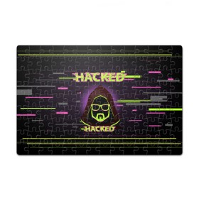 Пазл магнитный 126 элементов с принтом Hacked в Белгороде, полимерный материал с магнитным слоем | 126 деталей, размер изделия —  180*270 мм | cybepunk | hacked | hacker | it | аноним | анонимус | взлом | взломщик | киберпанк | программист | хак | хакер