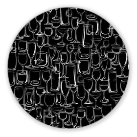 Коврик для мышки круглый с принтом Стеклянный бармен в Белгороде, резина и полиэстер | круглая форма, изображение наносится на всю лицевую часть | Тематика изображения на принте: bar | barman | doodling | textures | tiles | бар | бармен | бартендер | бокалы | дудлинг | посуда | рюмки | стаканы | стекло | тайлы | текстуры | фон | фужеры