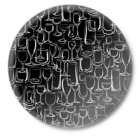 Значок с принтом Стеклянный бармен в Белгороде,  металл | круглая форма, металлическая застежка в виде булавки | Тематика изображения на принте: bar | barman | doodling | textures | tiles | бар | бармен | бартендер | бокалы | дудлинг | посуда | рюмки | стаканы | стекло | тайлы | текстуры | фон | фужеры