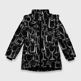 Зимняя куртка для девочек 3D с принтом Стеклянный бармен в Белгороде, ткань верха — 100% полиэстер; подклад — 100% полиэстер, утеплитель — 100% полиэстер. | длина ниже бедра, удлиненная спинка, воротник стойка и отстегивающийся капюшон. Есть боковые карманы с листочкой на кнопках, утяжки по низу изделия и внутренний карман на молнии. 

Предусмотрены светоотражающий принт на спинке, радужный светоотражающий элемент на пуллере молнии и на резинке для утяжки. | Тематика изображения на принте: bar | barman | doodling | textures | tiles | бар | бармен | бартендер | бокалы | дудлинг | посуда | рюмки | стаканы | стекло | тайлы | текстуры | фон | фужеры
