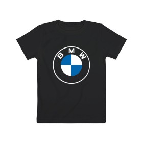 Детская футболка хлопок с принтом BMW LOGO 2020 в Белгороде, 100% хлопок | круглый вырез горловины, полуприлегающий силуэт, длина до линии бедер | bmw | bmw motorsport | bmw performance | carbon | m | motorsport | performance | sport | бмв | карбон | моторспорт | спорт