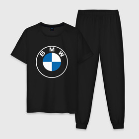 Мужская пижама хлопок с принтом BMW LOGO 2020 в Белгороде, 100% хлопок | брюки и футболка прямого кроя, без карманов, на брюках мягкая резинка на поясе и по низу штанин
 | bmw | bmw motorsport | bmw performance | carbon | m | motorsport | performance | sport | бмв | карбон | моторспорт | спорт