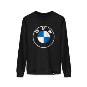 Женский свитшот хлопок с принтом BMW LOGO 2020 в Белгороде, 100% хлопок | прямой крой, круглый вырез, на манжетах и по низу широкая трикотажная резинка  | bmw | bmw motorsport | bmw performance | carbon | m | motorsport | performance | sport | бмв | карбон | моторспорт | спорт