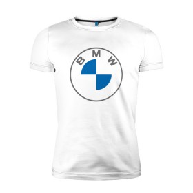 Мужская футболка премиум с принтом BMW LOGO 2020 в Белгороде, 92% хлопок, 8% лайкра | приталенный силуэт, круглый вырез ворота, длина до линии бедра, короткий рукав | bmw | bmw motorsport | bmw performance | carbon | m | motorsport | performance | sport | бмв | карбон | моторспорт | спорт