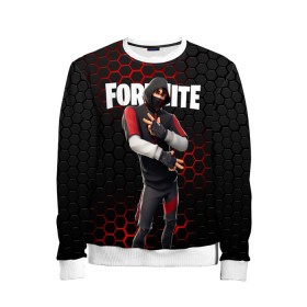 Детский свитшот 3D с принтом FORTNITE IKONIK в Белгороде, 100% полиэстер | свободная посадка, прямой крой, мягкая тканевая резинка на рукавах и понизу свитшота | fortnite | fortnite 2 | fortnite x маршмелло | ikonik | marshmello | ninja | ninja streamer | иконик | ниндзя | фортнайт | фортнайт 2 | фортнайт глава 2