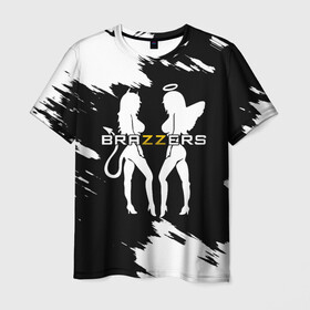 Мужская футболка 3D с принтом Brazzers в Белгороде, 100% полиэфир | прямой крой, круглый вырез горловины, длина до линии бедер | brazzers | ана | ангел | бразерс | браззерс | братья | демон | звезда | надпись | прикол | проно хуб | сайт | 