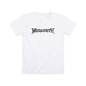 Детская футболка хлопок с принтом Megadeth в Белгороде, 100% хлопок | круглый вырез горловины, полуприлегающий силуэт, длина до линии бедер | dave mustaine | megadeth | music | rock | дирк вербурен | дэвид эллефсон | дэйв мастейн | кико лоурейро | мегадеф | музыка | рок | трэш метал | хард рок | хеви метал