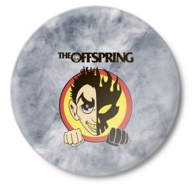 Значок с принтом The Offspring в Белгороде,  металл | круглая форма, металлическая застежка в виде булавки | dexter holland | music | offspring | rock | альтернативный рок | декстер холланд | музыка | отпрыск | офф спринг | оффспринг | панк рок | поп панк | рок | скейт панк