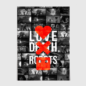 Постер с принтом LOVE DEATH ROBOTS (LDR) в Белгороде, 100% бумага
 | бумага, плотность 150 мг. Матовая, но за счет высокого коэффициента гладкости имеет небольшой блеск и дает на свету блики, но в отличии от глянцевой бумаги не покрыта лаком | death | fantastic | future | ldr | love | love death and robots | love death robots | netflix | robots | sci fi | будущее | лдр | любовь | нетфликс | роботы | фантастика