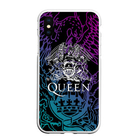 Чехол для iPhone XS Max матовый с принтом QUEEN в Белгороде, Силикон | Область печати: задняя сторона чехла, без боковых панелей | Тематика изображения на принте: queen | rock | we will rock you | брайан мэи | группа queen | группа квин | джон дикон | квин | королева | король | роджер тейлор | рок | фредди меркьюри