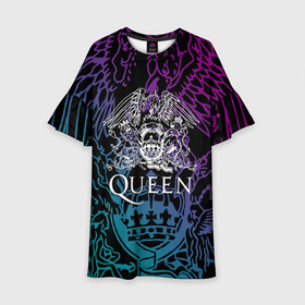 Детское платье 3D с принтом QUEEN | Freddie Mercury (Z) в Белгороде, 100% полиэстер | прямой силуэт, чуть расширенный к низу. Круглая горловина, на рукавах — воланы | Тематика изображения на принте: queen | rock | we will rock you | брайан мэи | группа queen | группа квин | джон дикон | квин | королева | король | роджер тейлор | рок | фредди меркьюри