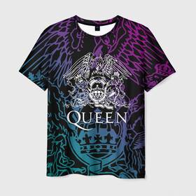 Мужская футболка 3D с принтом QUEEN в Белгороде, 100% полиэфир | прямой крой, круглый вырез горловины, длина до линии бедер | Тематика изображения на принте: queen | rock | we will rock you | брайан мэи | группа queen | группа квин | джон дикон | квин | королева | король | роджер тейлор | рок | фредди меркьюри