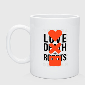 Кружка керамическая с принтом LOVE DEATH ROBOTS (LDR) в Белгороде, керамика | объем — 330 мл, диаметр — 80 мм. Принт наносится на бока кружки, можно сделать два разных изображения | death | fantastic | future | ldr | love | love death and robots | love death robots | netflix | robots | sci fi | будущее | лдр | любовь | нетфликс | роботы | фантастика