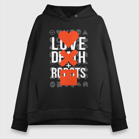 Женское худи Oversize хлопок с принтом LOVE DEATH ROBOTS (LDR) в Белгороде, френч-терри — 70% хлопок, 30% полиэстер. Мягкий теплый начес внутри —100% хлопок | боковые карманы, эластичные манжеты и нижняя кромка, капюшон на магнитной кнопке | death | fantastic | future | ldr | love | love death and robots | love death robots | netflix | robots | sci fi | будущее | лдр | любовь | нетфликс | роботы | фантастика