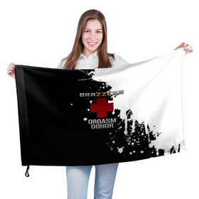 Флаг 3D с принтом Brazzers orgasm donor	 в Белгороде, 100% полиэстер | плотность ткани — 95 г/м2, размер — 67 х 109 см. Принт наносится с одной стороны | brazzers | ананизм | бразерс | браззерс | братья | звезда | мостурба | надпись | прикол | проно хуб | сайт | с