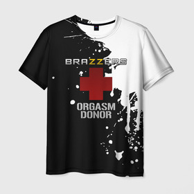 Мужская футболка 3D с принтом Brazzers orgasm donor	 в Белгороде, 100% полиэфир | прямой крой, круглый вырез горловины, длина до линии бедер | brazzers | ананизм | бразерс | браззерс | братья | звезда | мостурба | надпись | прикол | проно хуб | сайт | с