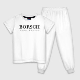 Детская пижама хлопок с принтом BORSCH hugo borsch в Белгороде, 100% хлопок |  брюки и футболка прямого кроя, без карманов, на брюках мягкая резинка на поясе и по низу штанин
 | Тематика изображения на принте: borsch | boss | hugo borsch | hugo boss | антибренд | борщ | босс | бренд | брендовый | брэнд | знак | значок | как | лого | логотип | пародия | прикол | салон | салоновский | символ | фирменный | хуго