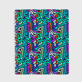 Тетрадь с принтом ГРАФФИТИ в Белгороде, 100% бумага | 48 листов, плотность листов — 60 г/м2, плотность картонной обложки — 250 г/м2. Листы скреплены сбоку удобной пружинной спиралью. Уголки страниц и обложки скругленные. Цвет линий — светло-серый
 | doodling | pattern | textures | tiles | zentangle | абстракция | градиент | граффити | дудлинг | зентангл | красивые граффити | красивые картинки | паттерны | прикольные граффити | прикольные картинки | тайлы