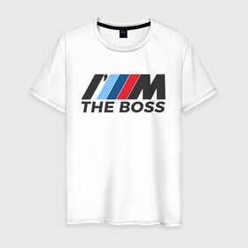 Мужская футболка хлопок с принтом BMW THE BOSS в Белгороде, 100% хлопок | прямой крой, круглый вырез горловины, длина до линии бедер, слегка спущенное плечо. | bmw | bmw performance | m | motorsport | performance | бмв | бэха | моторспорт