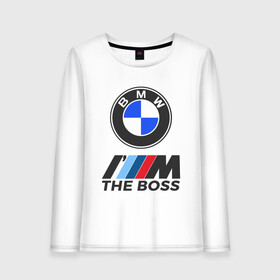 Женский лонгслив хлопок с принтом BMW BOSS в Белгороде, 100% хлопок |  | bmw | bmw performance | m | motorsport | performance | бмв | бэха | моторспорт