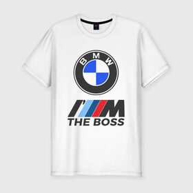 Мужская футболка хлопок Slim с принтом BMW BOSS в Белгороде, 92% хлопок, 8% лайкра | приталенный силуэт, круглый вырез ворота, длина до линии бедра, короткий рукав | bmw | bmw performance | m | motorsport | performance | бмв | бэха | моторспорт