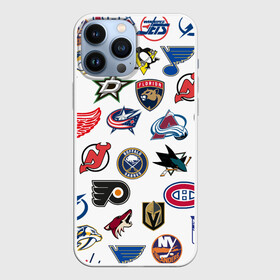 Чехол для iPhone 13 Pro Max с принтом NHL PATTERN в Белгороде,  |  | Тематика изображения на принте: anaheim ducks | arizona coyotes | boston bruins | buffalo sabres | calgary flames | canadiens de montreal | carolina hurricanes | chicago blackhawks | colorado avalanche | columbus blue jackets | dallas stars | detroit red wings | edmonton oil | hockey | 