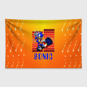 Флаг-баннер с принтом Sonic - Соник в Белгороде, 100% полиэстер | размер 67 х 109 см, плотность ткани — 95 г/м2; по краям флага есть четыре люверса для крепления | ежик | персонаж | соник