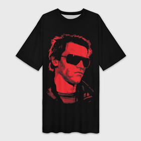 Платье-футболка 3D с принтом The Terminator 1984 в Белгороде,  |  | 1984 | 84 | skynet | terminator | арни | арнольд | арт | железный | киборг | красный | первый | скайнет | теминатор один | терминатор | терминатор 1 | шварценеггер | шварцнеггер