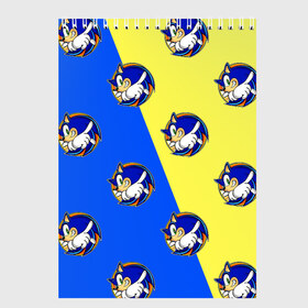 Скетчбук с принтом Sonic - Соник в Белгороде, 100% бумага
 | 48 листов, плотность листов — 100 г/м2, плотность картонной обложки — 250 г/м2. Листы скреплены сверху удобной пружинной спиралью | doodling | textures | tiles | дудлинг | ежик | персонаж | соник | тайлы | текстуры | фон