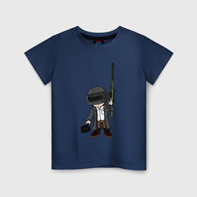 Детская футболка хлопок с принтом PUBG в Белгороде, 100% хлопок | круглый вырез горловины, полуприлегающий силуэт, длина до линии бедер | игра | игрок | игры | оружие | пабг | пубг | сковородка | сковородка пабг | сковородка пубг | солдат | человечки | чибики