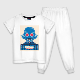 Детская пижама хлопок с принтом Sonic в Белгороде, 100% хлопок |  брюки и футболка прямого кроя, без карманов, на брюках мягкая резинка на поясе и по низу штанин
 | Тематика изображения на принте: game | poster | sega | sonic | игра | постер | сега | соник