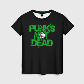 Женская футболка 3D с принтом Punks Not Dead в Белгороде, 100% полиэфир ( синтетическое хлопкоподобное полотно) | прямой крой, круглый вырез горловины, длина до линии бедер | art | punk | punks not dead | rock | sons of anarchy | анархия | арт | группа | егор летов | логотип | музыка | надпись | панк | панк рок | прикольная | рок | свобода | хаос