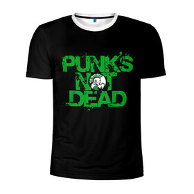 Мужская футболка 3D спортивная с принтом Punks Not Dead в Белгороде, 100% полиэстер с улучшенными характеристиками | приталенный силуэт, круглая горловина, широкие плечи, сужается к линии бедра | art | punk | punks not dead | rock | sons of anarchy | анархия | арт | группа | егор летов | логотип | музыка | надпись | панк | панк рок | прикольная | рок | свобода | хаос