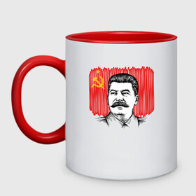 Кружка двухцветная с принтом Сталин и флаг СССР в Белгороде, керамика | объем — 330 мл, диаметр — 80 мм. Цветная ручка и кайма сверху, в некоторых цветах — вся внутренняя часть | джугашвили | иосиф | капитал | капитализм | коба | коммунизм | коммунист | маркс | победа | ретро | родина | серп и молот | советский союз | социализм | социалист | ссср | сталин | страна | флаг