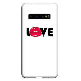 Чехол для Samsung Galaxy S10 с принтом love (W) в Белгороде, Силикон | Область печати: задняя сторона чехла, без боковых панелей | Тематика изображения на принте: kiss | love | me | буквы | горошек | губы | девушке | женщине | лов | любим | люблю | любовь | меня | мне | мужчине | надпись | парню | подарок | поцелуй | рот | тебя | уже