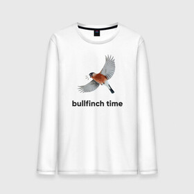 Мужской лонгслив хлопок с принтом Bullfinch time в Белгороде, 100% хлопок |  | bird | bullfinch | wings | летать | полет | птица | снегирь