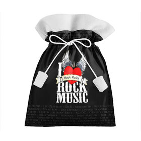 Подарочный 3D мешок с принтом ROCK в Белгороде, 100% полиэстер | Размер: 29*39 см | ac dc | beatles | iron maiden | kiss | metallica | nirvana | ozzy | pink floyd | queen | rock | rolling stones | ас дс | группа | крылья | музыка | надпись | перья | рок | сердце
