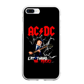 Чехол для iPhone 7Plus/8 Plus матовый с принтом AC DC let there be rock! в Белгороде, Силикон | Область печати: задняя сторона чехла, без боковых панелей | Тематика изображения на принте: ac dc | acdc | acdc ас дс | angus | back in black | highway to hell | mckinnon | young | австралийская | ангус янг | ас дс | асдс | блюз | в форме | гитара | группа | крис слэйд | метал | молния | музыка | п | певец | рок | рок н ролл