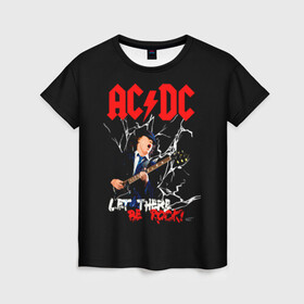 Женская футболка 3D с принтом AC/DC let there be rock! в Белгороде, 100% полиэфир ( синтетическое хлопкоподобное полотно) | прямой крой, круглый вырез горловины, длина до линии бедер | Тематика изображения на принте: ac dc | acdc | acdc ас дс | angus | back in black | highway to hell | mckinnon | young | австралийская | ангус янг | ас дс | асдс | блюз | в форме | гитара | группа | крис слэйд | метал | молния | музыка | п | певец | рок | рок н ролл