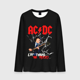 Мужской лонгслив 3D с принтом AC/DC let there be rock! в Белгороде, 100% полиэстер | длинные рукава, круглый вырез горловины, полуприлегающий силуэт | ac dc | acdc | acdc ас дс | angus | back in black | highway to hell | mckinnon | young | австралийская | ангус янг | ас дс | асдс | блюз | в форме | гитара | группа | крис слэйд | метал | молния | музыка | п | певец | рок | рок н ролл