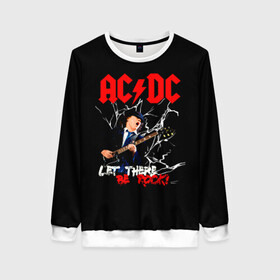 Женский свитшот 3D с принтом AC/DC let there be rock! в Белгороде, 100% полиэстер с мягким внутренним слоем | круглый вырез горловины, мягкая резинка на манжетах и поясе, свободная посадка по фигуре | Тематика изображения на принте: ac dc | acdc | acdc ас дс | angus | back in black | highway to hell | mckinnon | young | австралийская | ангус янг | ас дс | асдс | блюз | в форме | гитара | группа | крис слэйд | метал | молния | музыка | п | певец | рок | рок н ролл