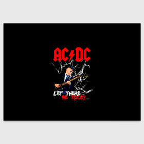 Поздравительная открытка с принтом AC/DC let there be rock! в Белгороде, 100% бумага | плотность бумаги 280 г/м2, матовая, на обратной стороне линовка и место для марки
 | Тематика изображения на принте: ac dc | acdc | acdc ас дс | angus | back in black | highway to hell | mckinnon | young | австралийская | ангус янг | ас дс | асдс | блюз | в форме | гитара | группа | крис слэйд | метал | молния | музыка | п | певец | рок | рок н ролл