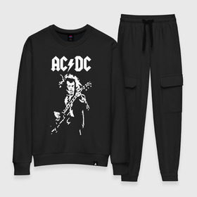 Женский костюм хлопок с принтом AC/DC в Белгороде, 100% хлопок | на свитшоте круглая горловина, мягкая резинка по низу. Брюки заужены к низу, на них два вида карманов: два 