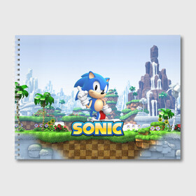 Альбом для рисования с принтом SEGA SONIC в Белгороде, 100% бумага
 | матовая бумага, плотность 200 мг. | sonic generations | sonic heroes | sonic mania | ёж | ёжик | игра соник | кино соник | сега игры | соник | соник бум | соник в кино | соник икс | соник фильм | фильм соник