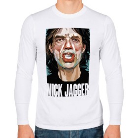 Мужской лонгслив хлопок с принтом MICK JAGGER в Белгороде, 100% хлопок |  | Тематика изображения на принте: mick jagger | music | rock | rolling stones | музыка | рок