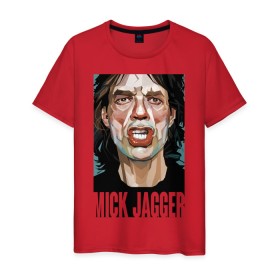 Мужская футболка хлопок с принтом MICK JAGGER в Белгороде, 100% хлопок | прямой крой, круглый вырез горловины, длина до линии бедер, слегка спущенное плечо. | mick jagger | music | rock | rolling stones | музыка | рок