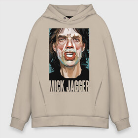 Мужское худи Oversize хлопок с принтом MICK JAGGER в Белгороде, френч-терри — 70% хлопок, 30% полиэстер. Мягкий теплый начес внутри —100% хлопок | боковые карманы, эластичные манжеты и нижняя кромка, капюшон на магнитной кнопке | mick jagger | music | rock | rolling stones | музыка | рок