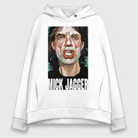 Женское худи Oversize хлопок с принтом MICK JAGGER в Белгороде, френч-терри — 70% хлопок, 30% полиэстер. Мягкий теплый начес внутри —100% хлопок | боковые карманы, эластичные манжеты и нижняя кромка, капюшон на магнитной кнопке | Тематика изображения на принте: mick jagger | music | rock | rolling stones | музыка | рок