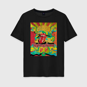 Женская футболка хлопок Oversize с принтом Rolling Stones в Белгороде, 100% хлопок | свободный крой, круглый ворот, спущенный рукав, длина до линии бедер
 | mick jagger | music | rock | rolling stones | музыка | рок