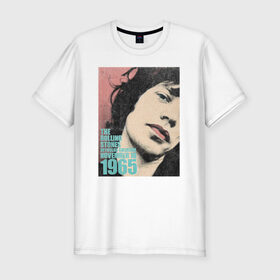 Мужская футболка хлопок Slim с принтом Mick Jagger в Белгороде, 92% хлопок, 8% лайкра | приталенный силуэт, круглый вырез ворота, длина до линии бедра, короткий рукав | mick jagger | music | rock | rolling stones | музыка | рок